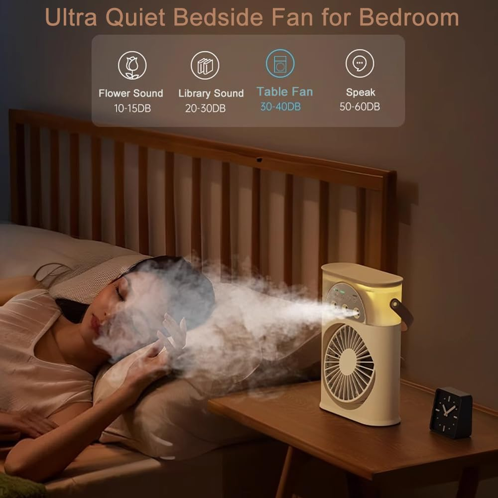 Ventilateur brumisateur portable, ventilateur de refroidissement à eau rechargeable avec réservoir d'eau refroidissement pour la maison les voyages - 6