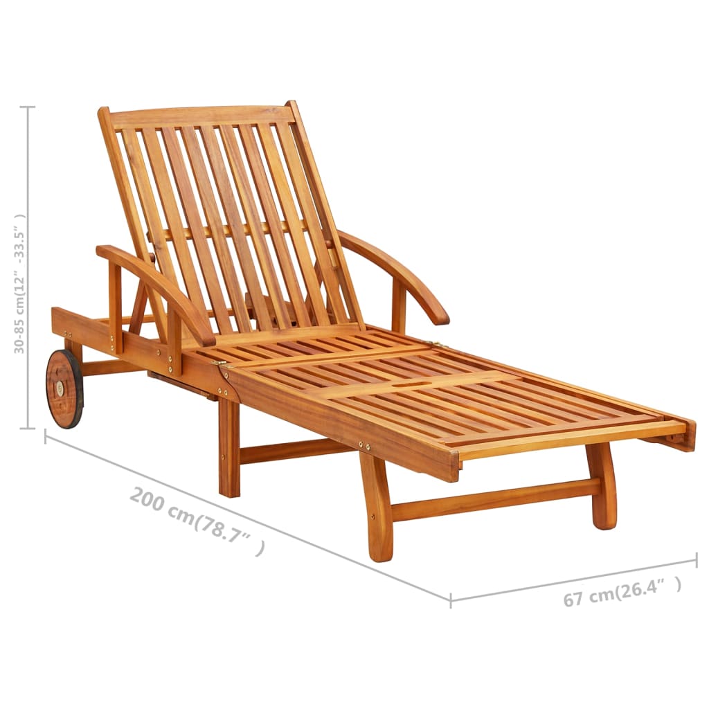 Maison Exclusive - Chaise longue de jardin avec table et coussin Bois d'acacia - 9