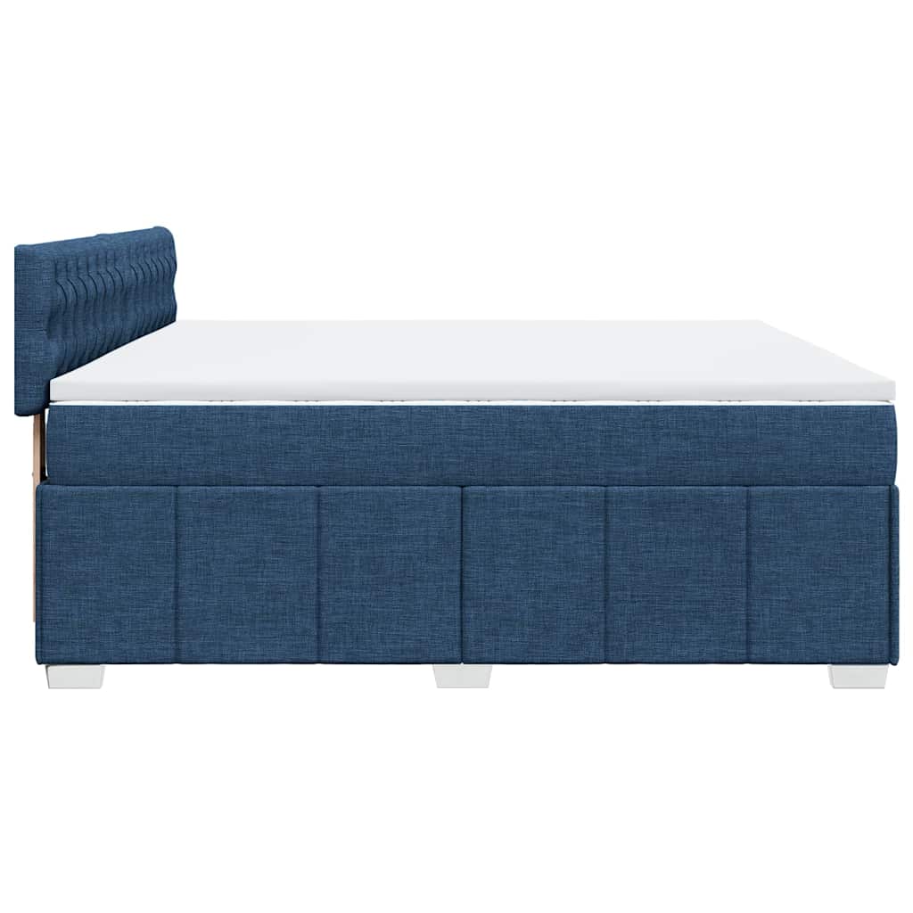 Maison Exclusive - Sommier à lattes de lit avec matelas Bleu 200x200 cm Tissu - 5