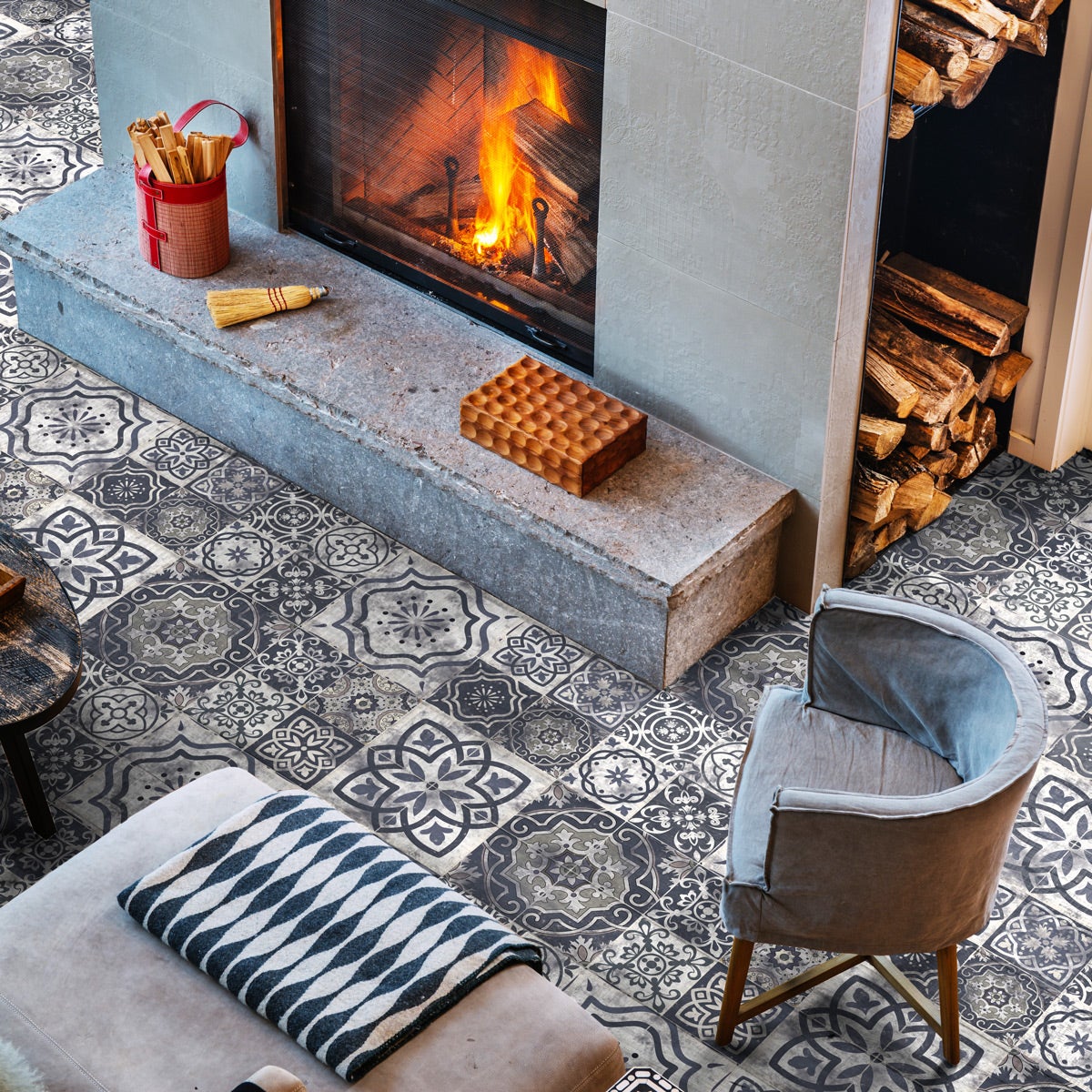 Vinilos baldosas de cemento suelo suro antideslizante - adhesivo pared - sticker revestimiento - 1 adhesivo 60x90cm