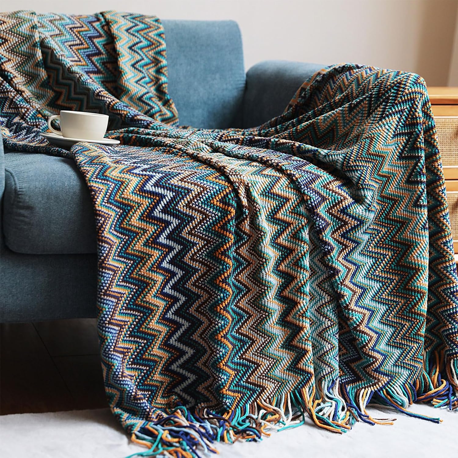 Coperta calda in stile bohémien, coperta morbida alla moda, copridivano, copriletto decorativo, copridivano grande, coperta per dormire con nappe, d | Leroy Merlin