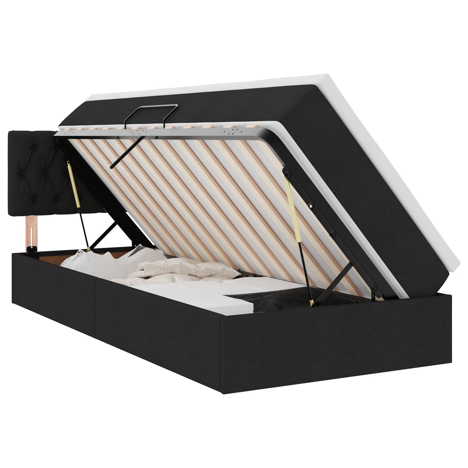 Lit avec rangement et matelas Noir 90 x 200 cm Velours - 2