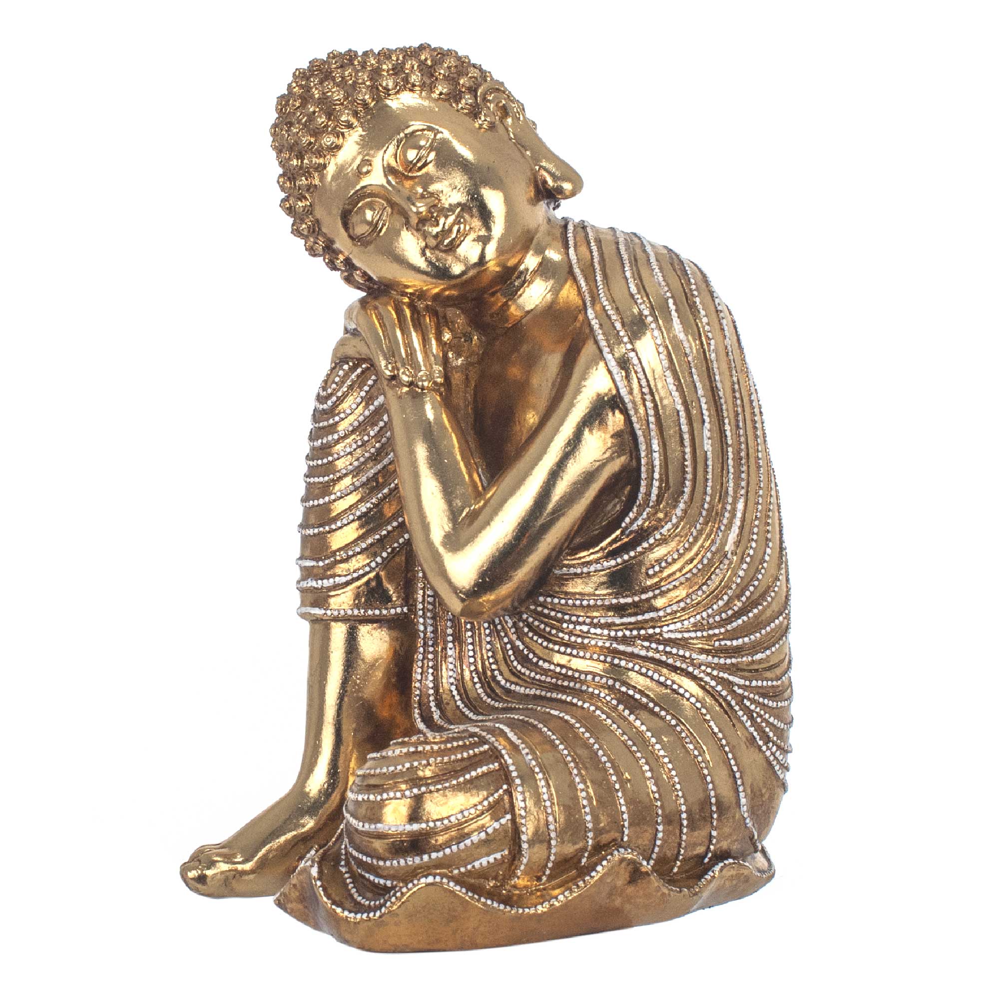 Signes grimalt by sigris - figura buda sentado dorado de resina | figura de buda figuras de resina para jardin figura resina decoración 33x19x22cm
