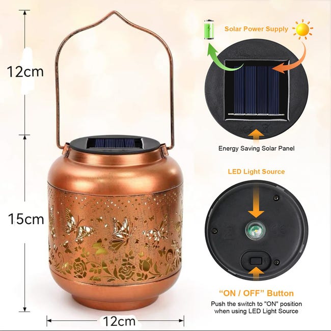 Lanterna Solare MUCHER A Forma Di Farfalla - Luce Decorativa Da Esterno Con Batteria 1000 MAh - Impermeabile Per Giardino, Terrazzo, Alberi