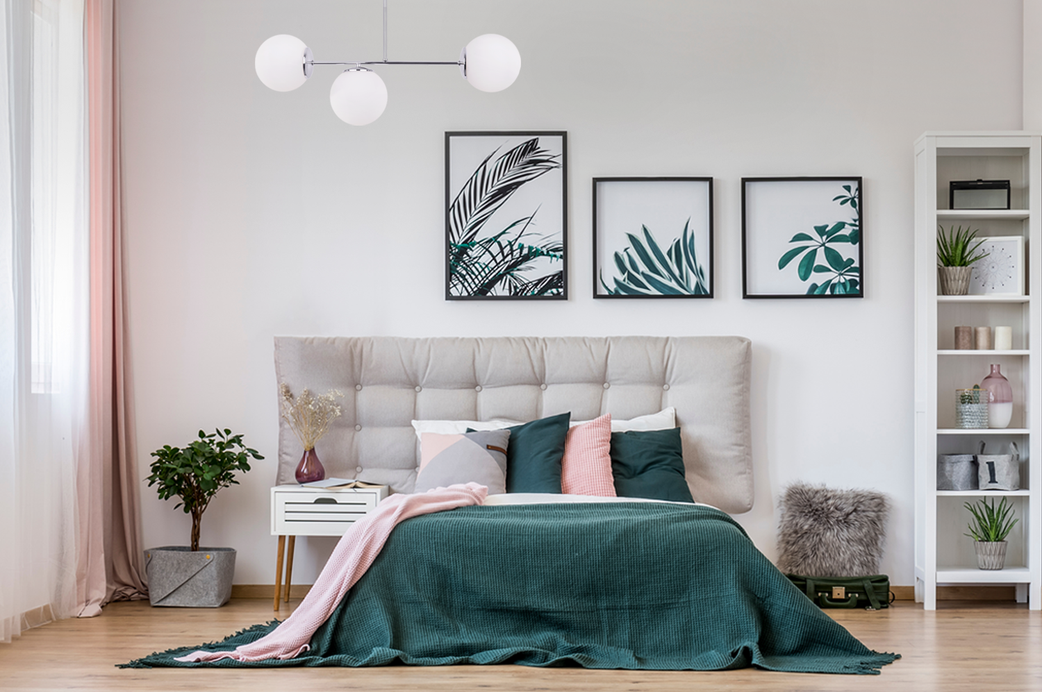 Lampa sufitowa wisząca Siena modern 3xE14 abażur kula srebrna/biała Light Home LH - 4