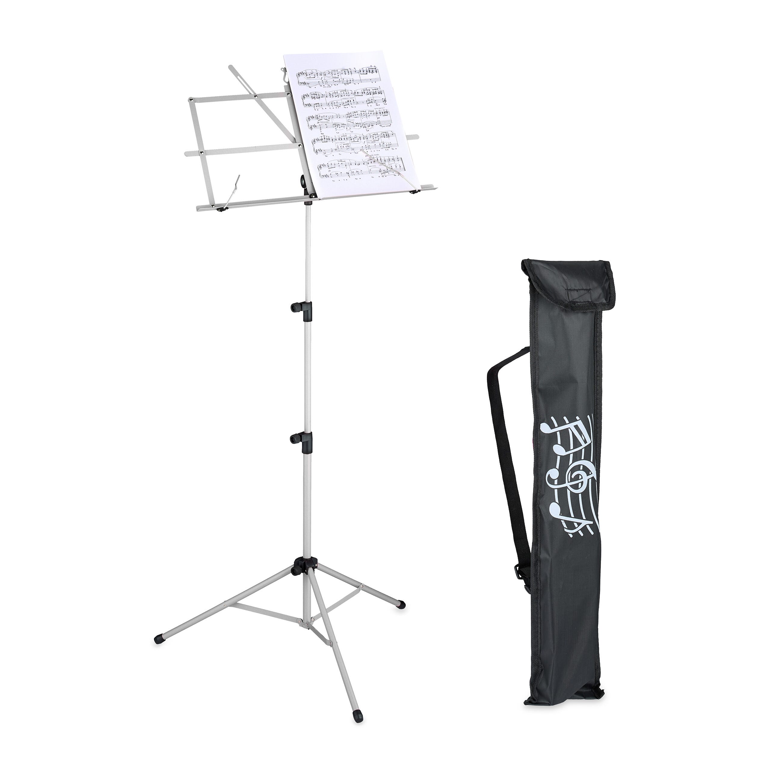 Atril De Música Plegable Relaxdays - Ajustable, 140x53x49 Cm, Metal Rojo, Con Bolsa De Transporte