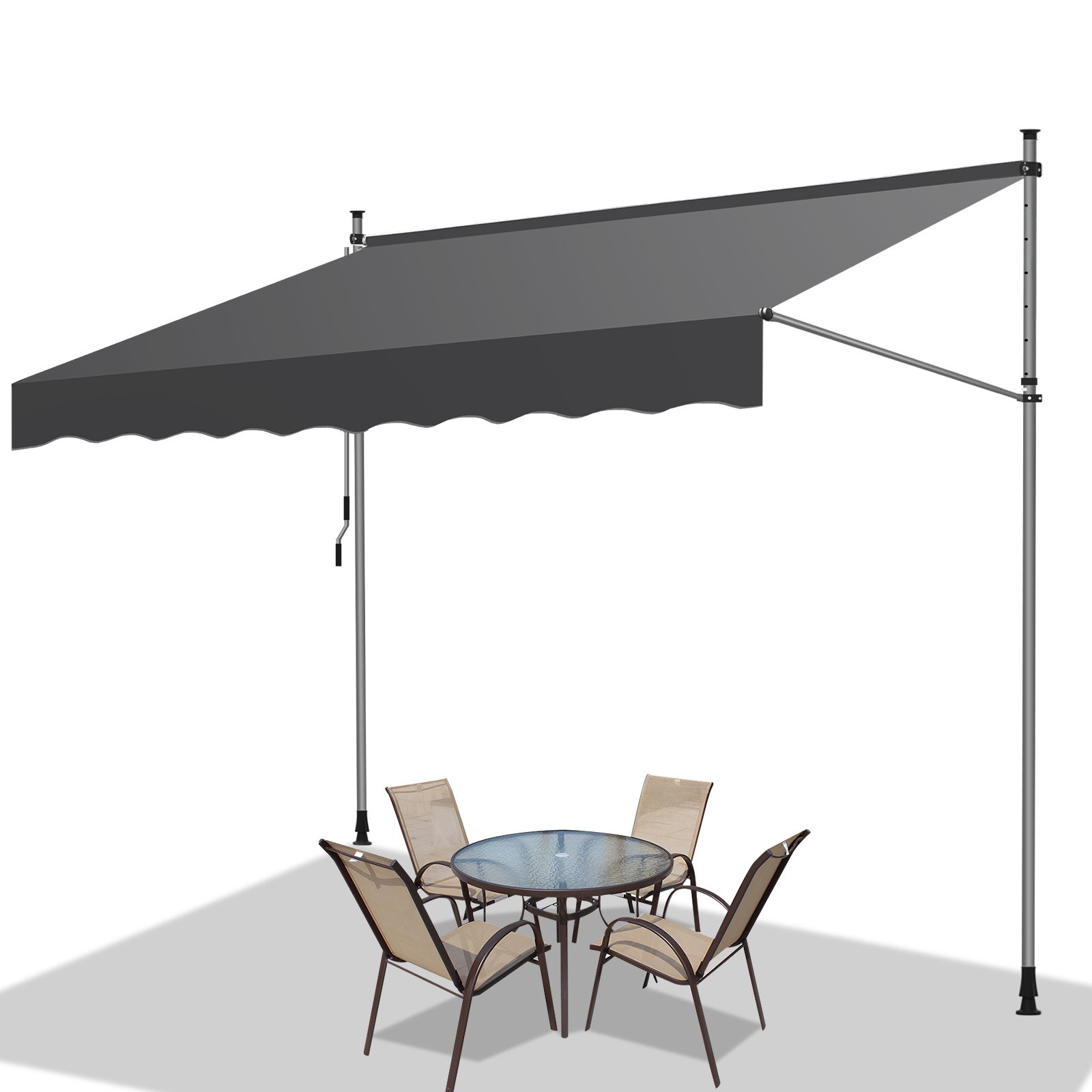 Toldo del balcón toldo retráctil manual mango del balcón a prueba de rayos ultravioleta gris 3m