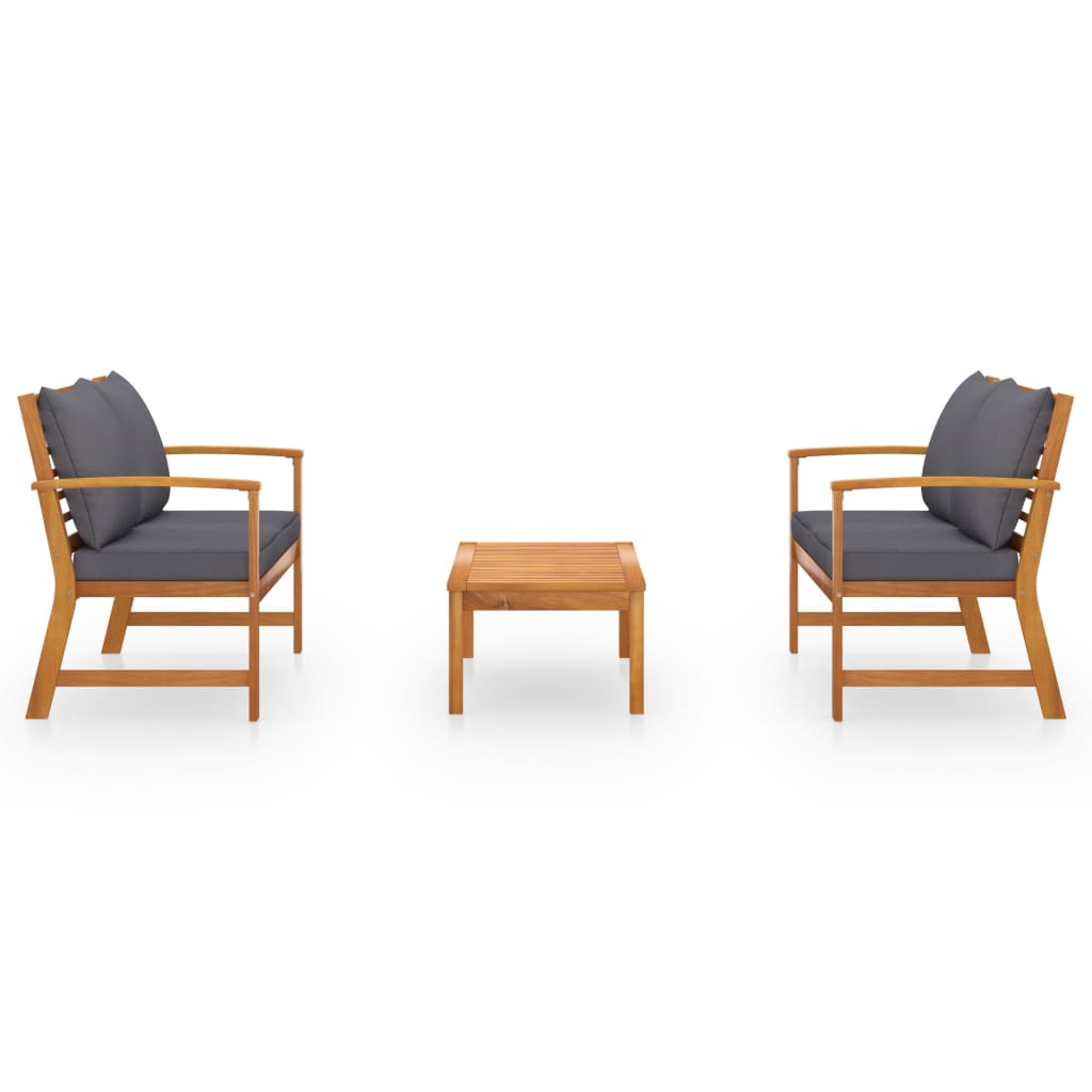 Maison Exclusive - Salon de jardin 3 pcs avec coussin Bois d'acacia solide - 3