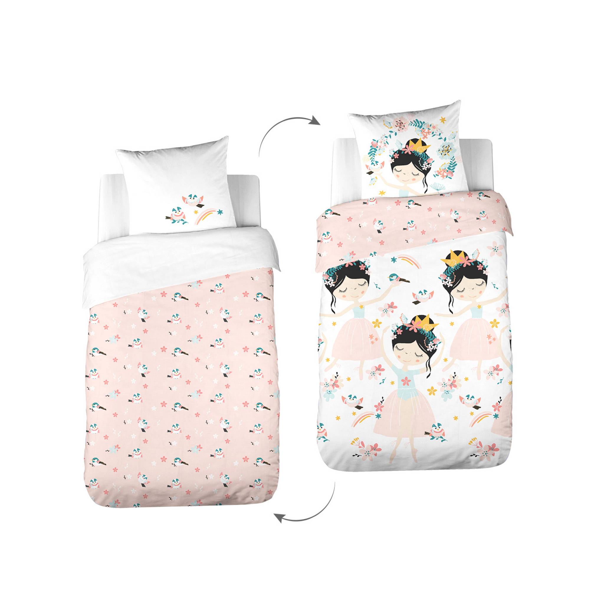 Dolly Dachshund Single Duvet Cover Set Reversible Sausage Dog Polka Dot Yellow