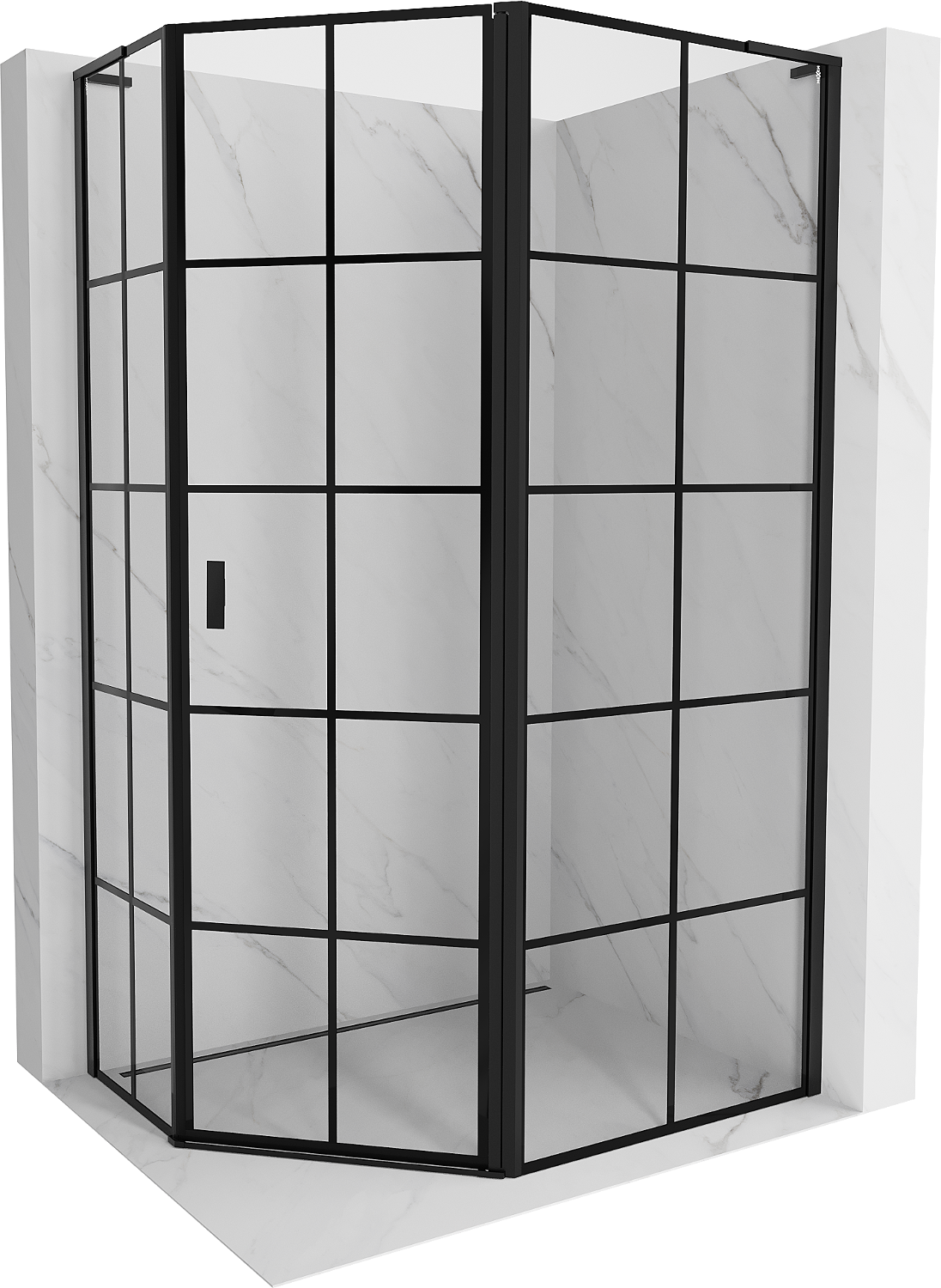 Mexen Mist L kabina prysznicowa pięciokątna asymetryczna uchylna prawa 100 x 80 cm, czarna kratka, czarna - 8A8L-100-080-70-77-P
