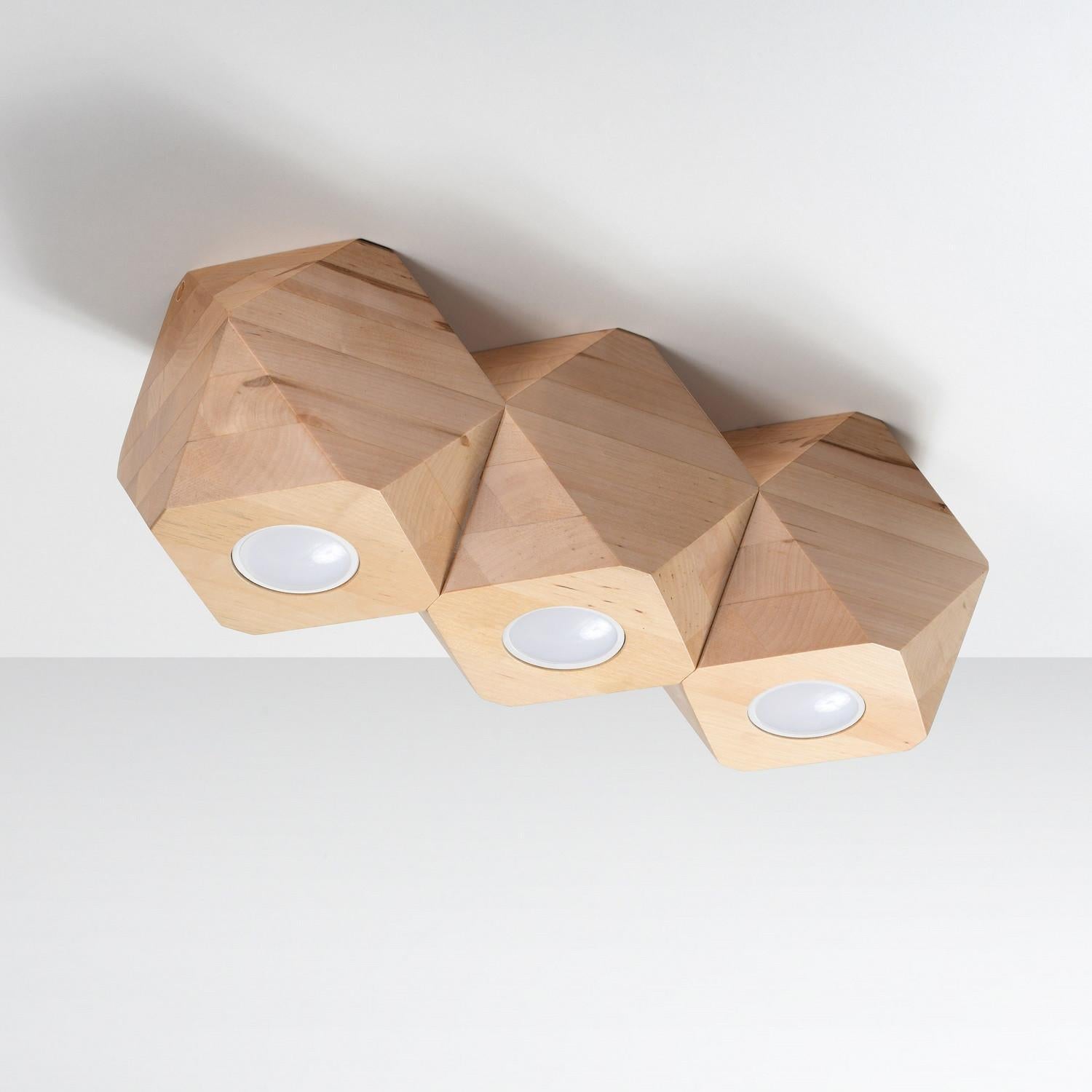 Reflektor sufitowy spot natynkowy Woody inny jasne drewno 3xGU10x40W wym: 12 x 36 cm metal Sollux Lighting