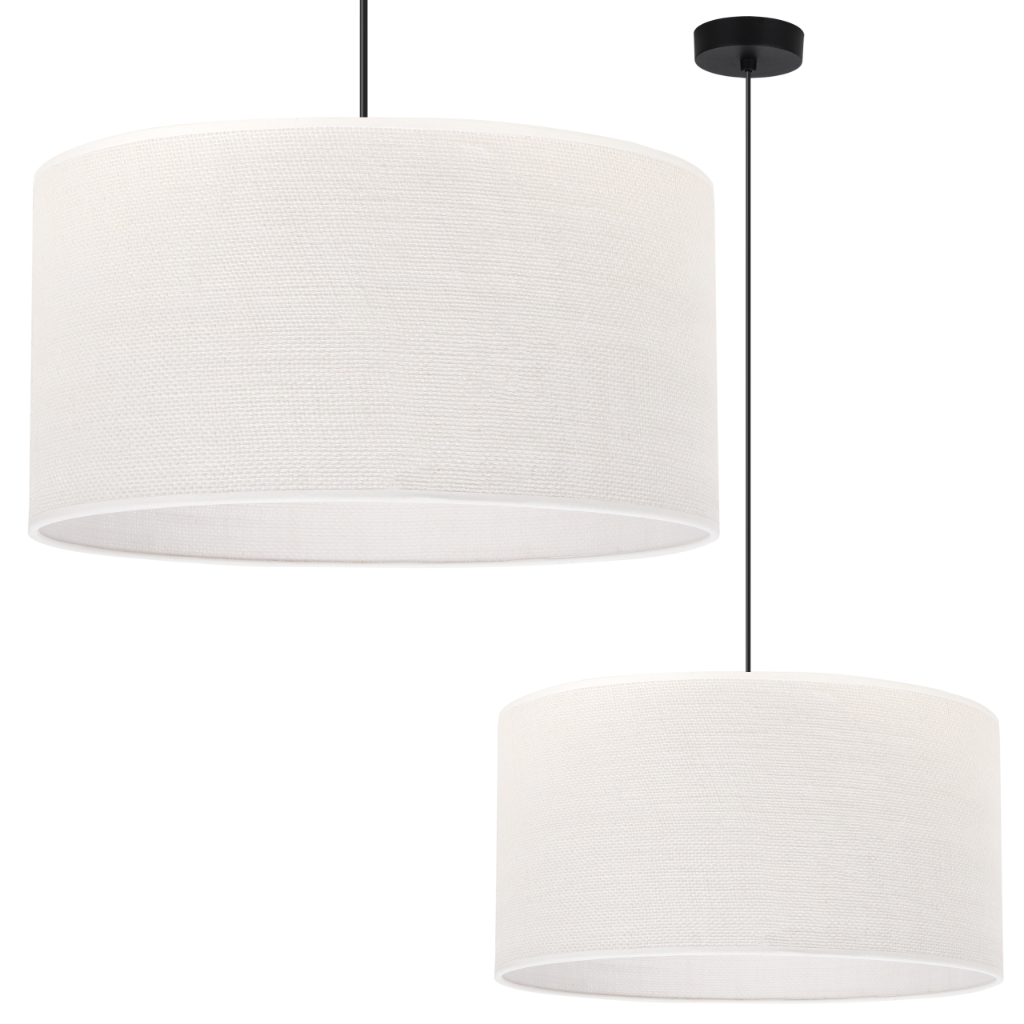 Lampa sufitowa wisząca Juta czarna boho 1xE27 abażur okrągły 45cm biały Light Home LH