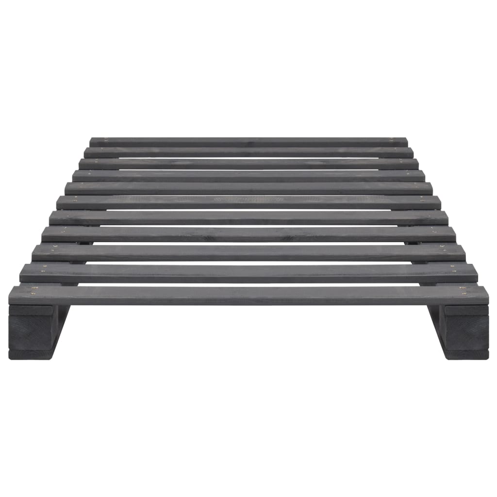 Cadre de lit de palette sans matelas, bois massif, gris, pour la chambre, 100 × 200 cm - 3