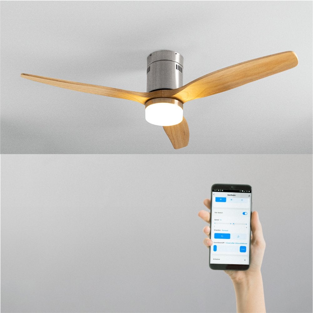 CREATE - WIND CALM NATURAL WOOD - Wentylator sufitowy 40W cichy 100% drewno -