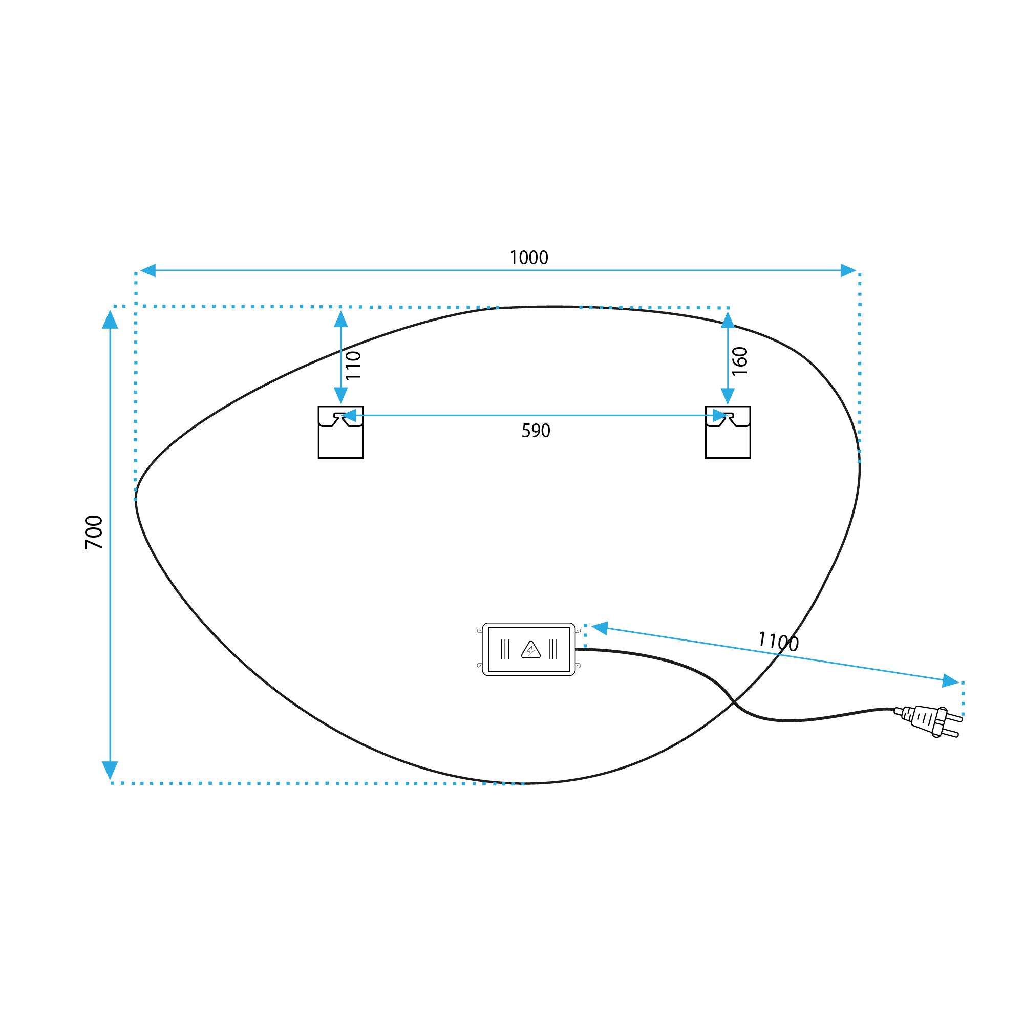 MIROIR REA LED P11238 FOG GREY 70X100CM - 9