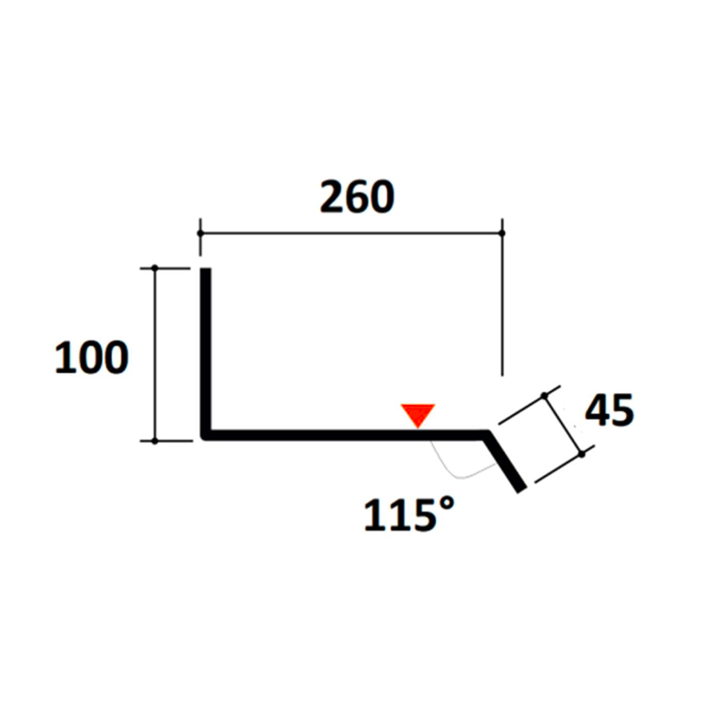 Rive contre mur Grand Plat Longueur 2,10m - Rouge / Brun RAL 8012 - 2