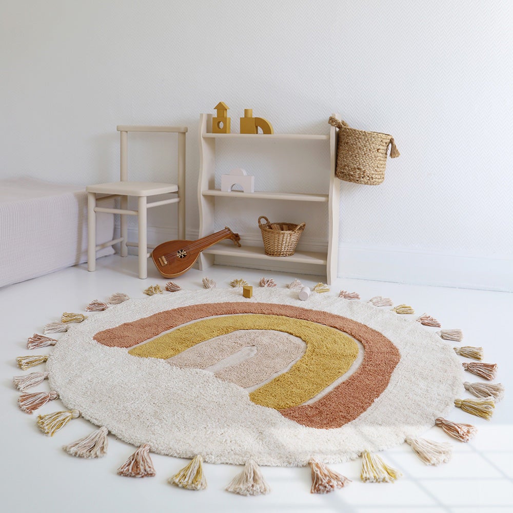 Tapis enfant coton lavable arc en ciel avec pompons RAINBOW TOFFEE - 7