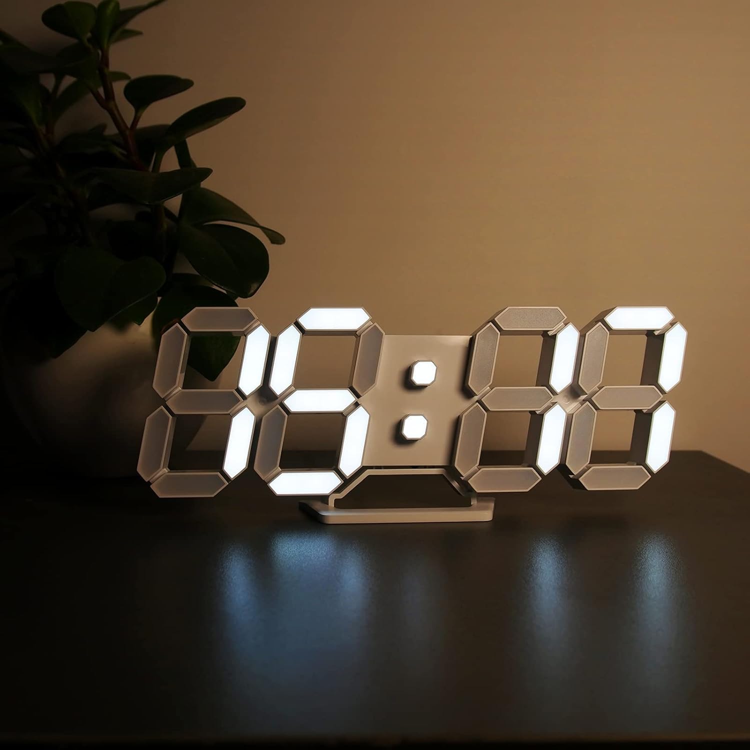Cyfrowy zegar ścienny 3D LED, pilot zdalnego sterowania, wyświetla czas, datę, temperaturę, pamięć i lampkę nocną - 4