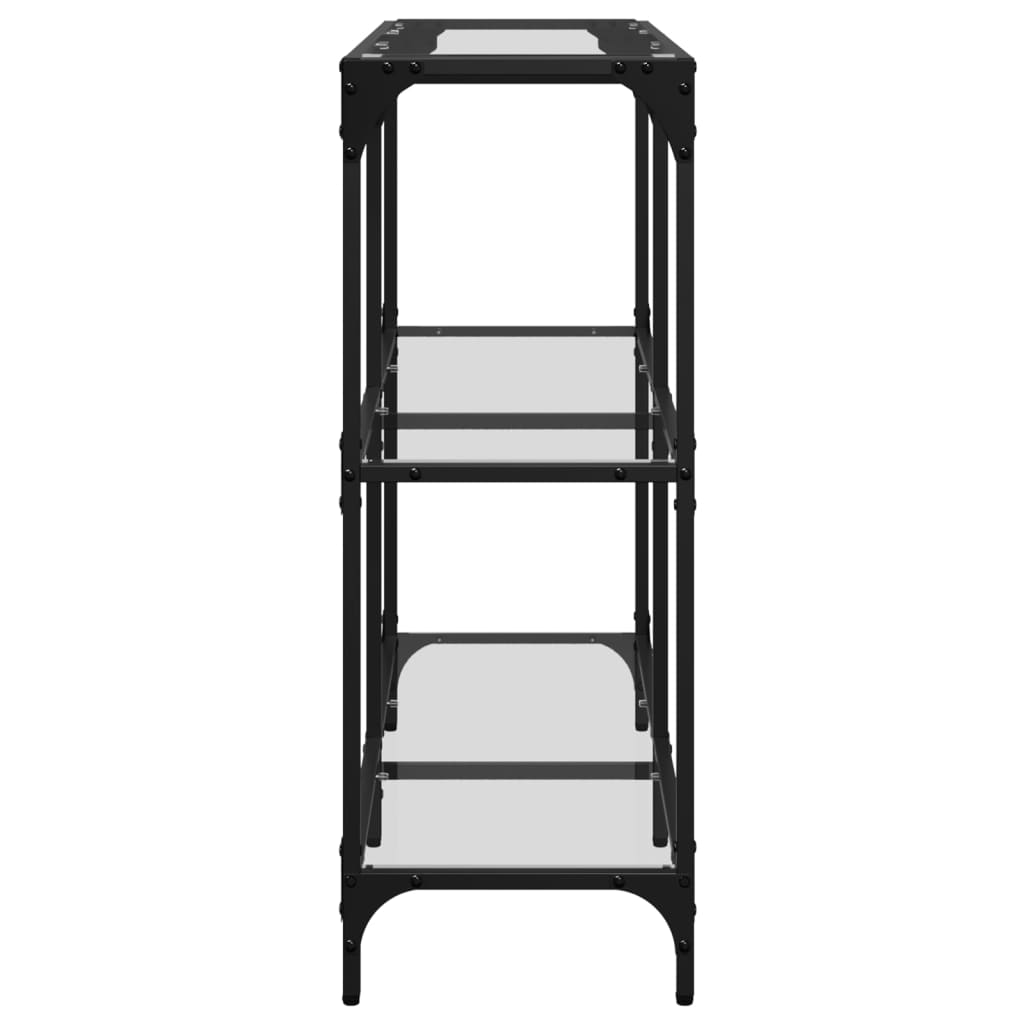 Table console，Table d'appoint，Bout de canapé avec dessus en verre transparent 98x30x81cm acier CFW310778 - 5