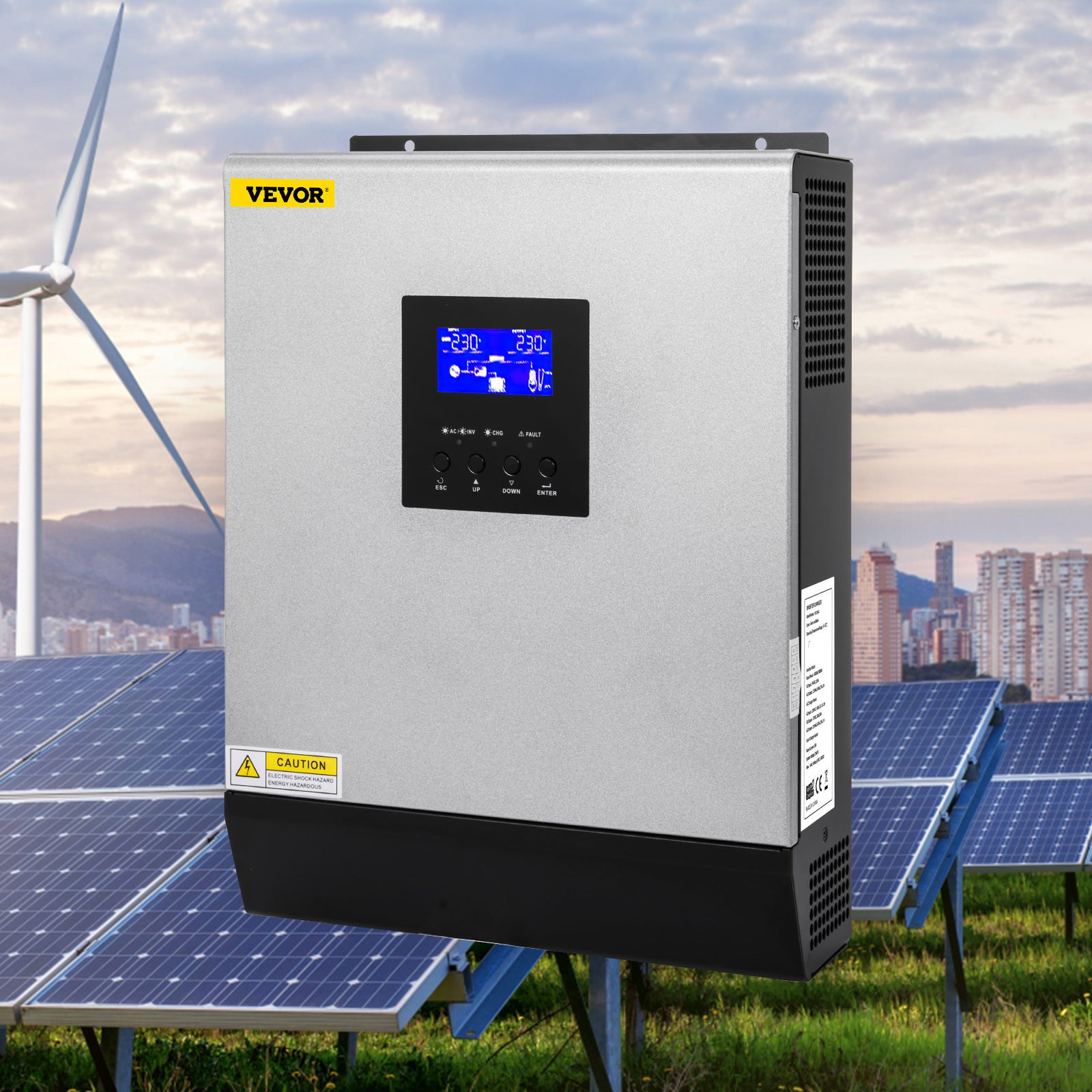 Onduleur Solaire Hybride VEVOR 3000VA 2400W avec Affichage LCD Convertisseur Pur Sinus PWM DC 24V à AC 230V pour Tubes Ventilateurs Réfrigérateurs - 8