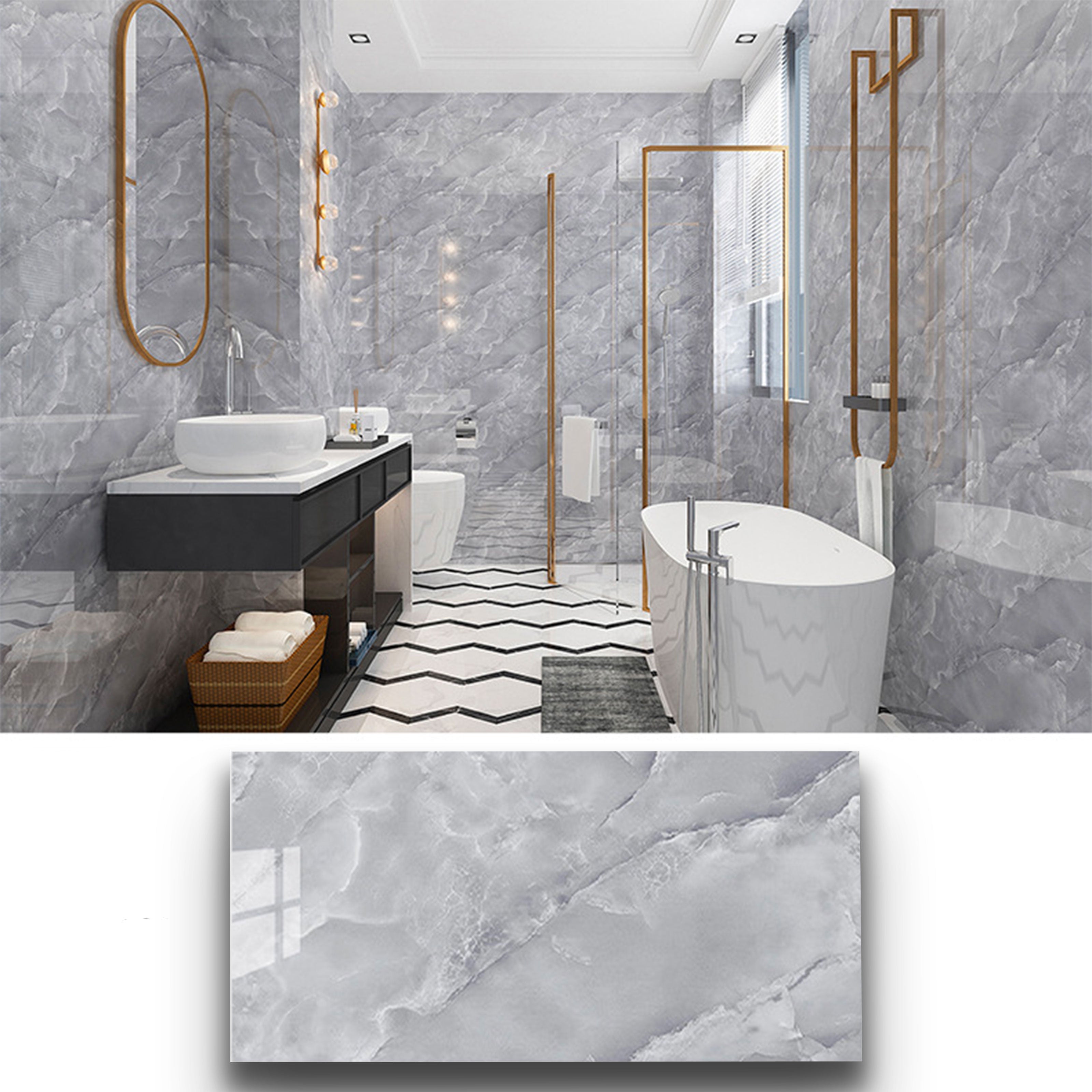 Pannelli in PVC Autoadesivi Effetto Marmo/Granito 60x30xcm Lussuosi, isolanti, idrorepellenti, ignifughi - AR-01 (30x60cm) - 8