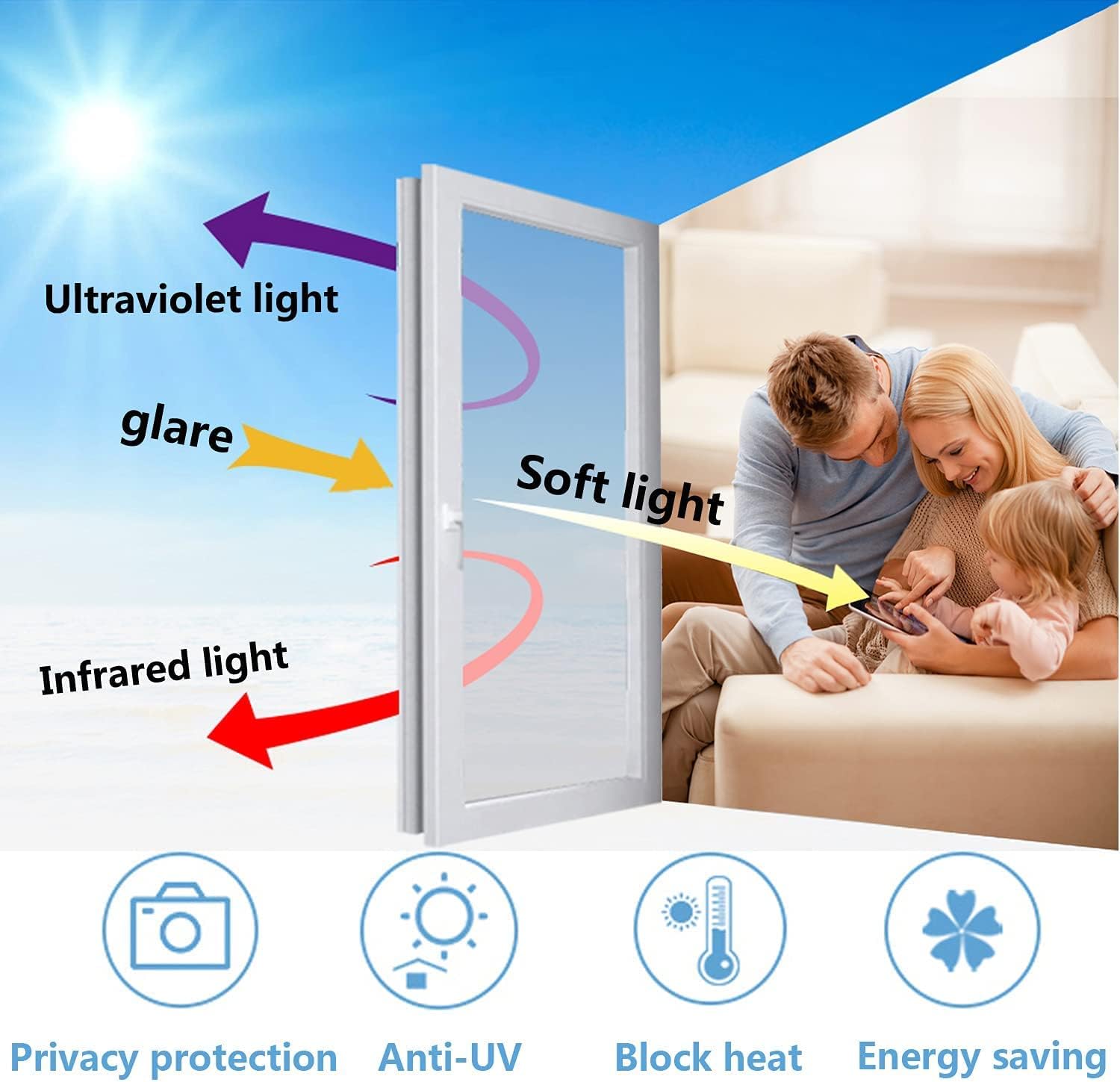 Folia okienna zapewniająca prywatność, folia okienna z lustrem weneckim, odpowiednia do biura, domu, okien 40×100 cm - 3