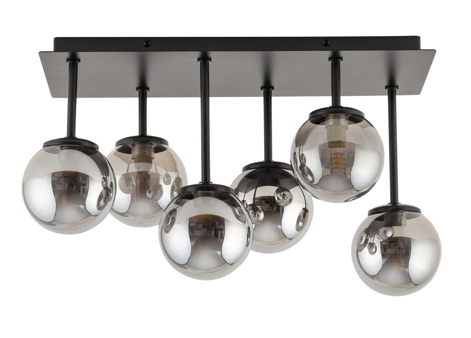 Lampa sufitowa wisząca Tulia czarno-szara 6xG9x12W dekoracyjna wym: 25 x 42 x 19 cm szkło SIGMA