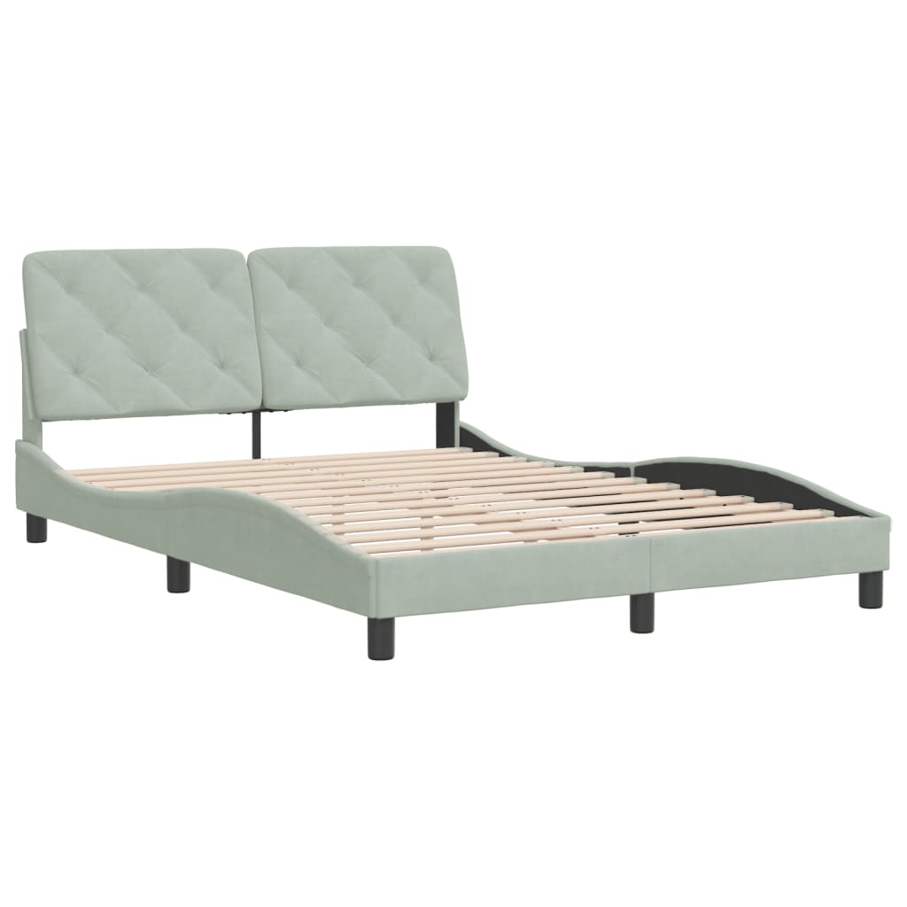 Cadre de lit sans matelas gris clair 140 x 200 cm en velours - 3