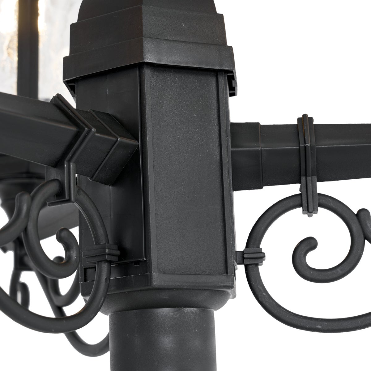 Qazqa classic-antique lanterne extérieure pour jardin - New Haven Hammered - noir, max. 15w, e27, 218cm, IP44, rond, à 3 - 4