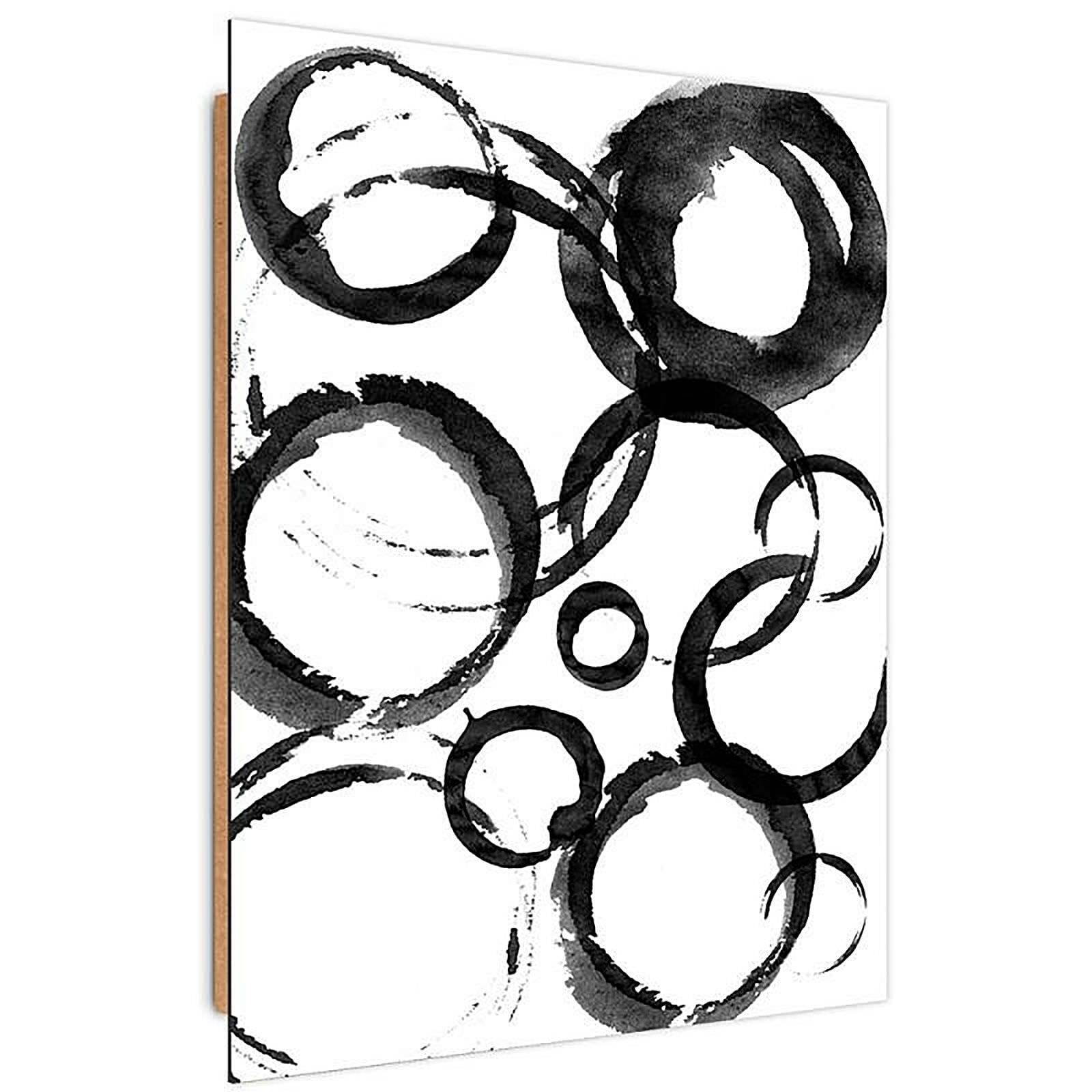 Tableau bois cercles abstraits - 40 x 50 cm - 2