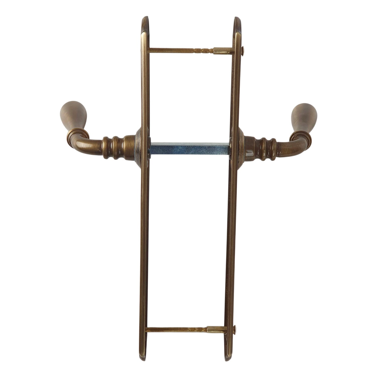 2 poignées de porte DURANCE sans trou, Laiton patiné entraxe 195 mm, salon cuisine séjour - 7