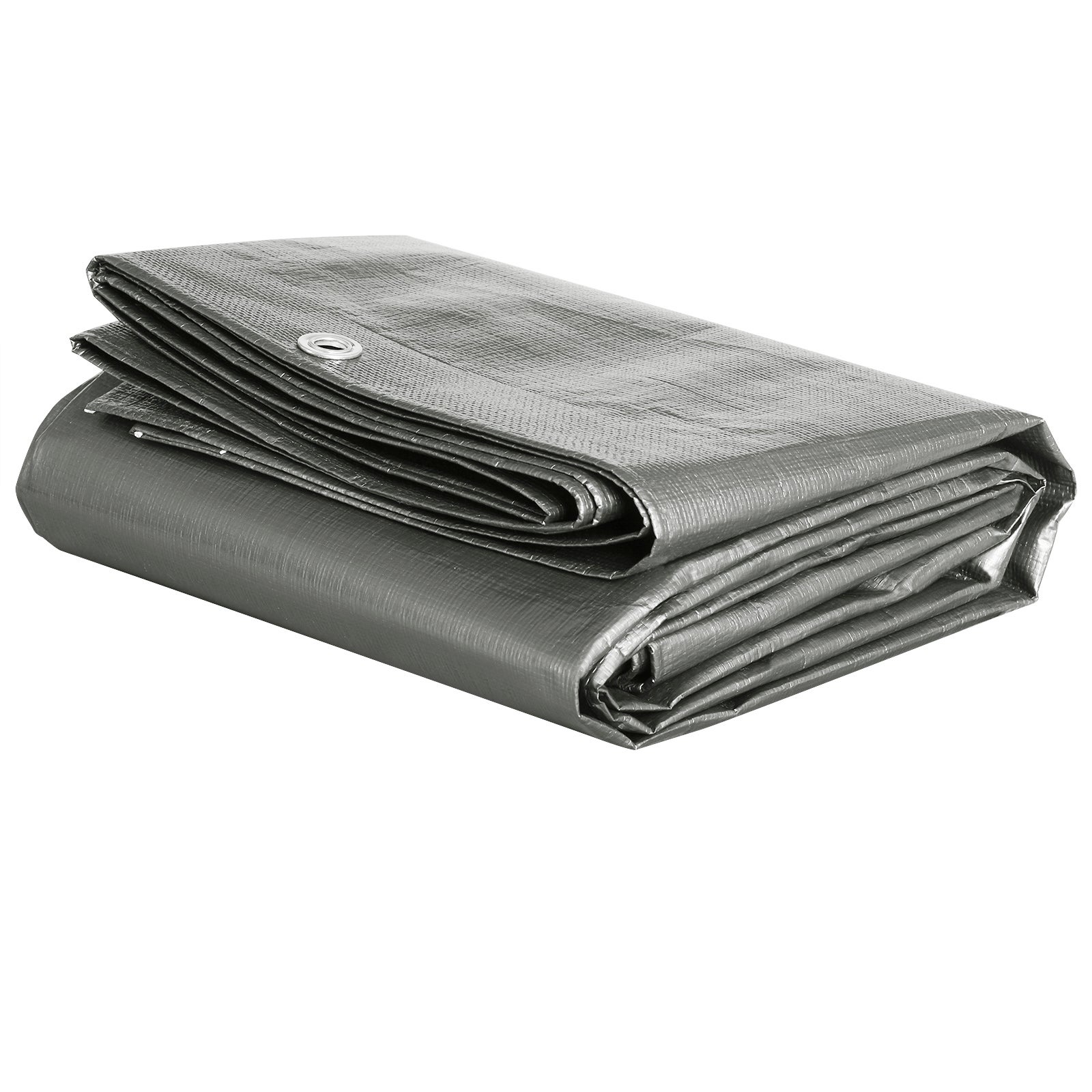 WOLTU Bâche de protection en polyéthylène. Bâche d’extérieur. Couverture de bateau.280g/m2. 4x6 m. Gris - 2