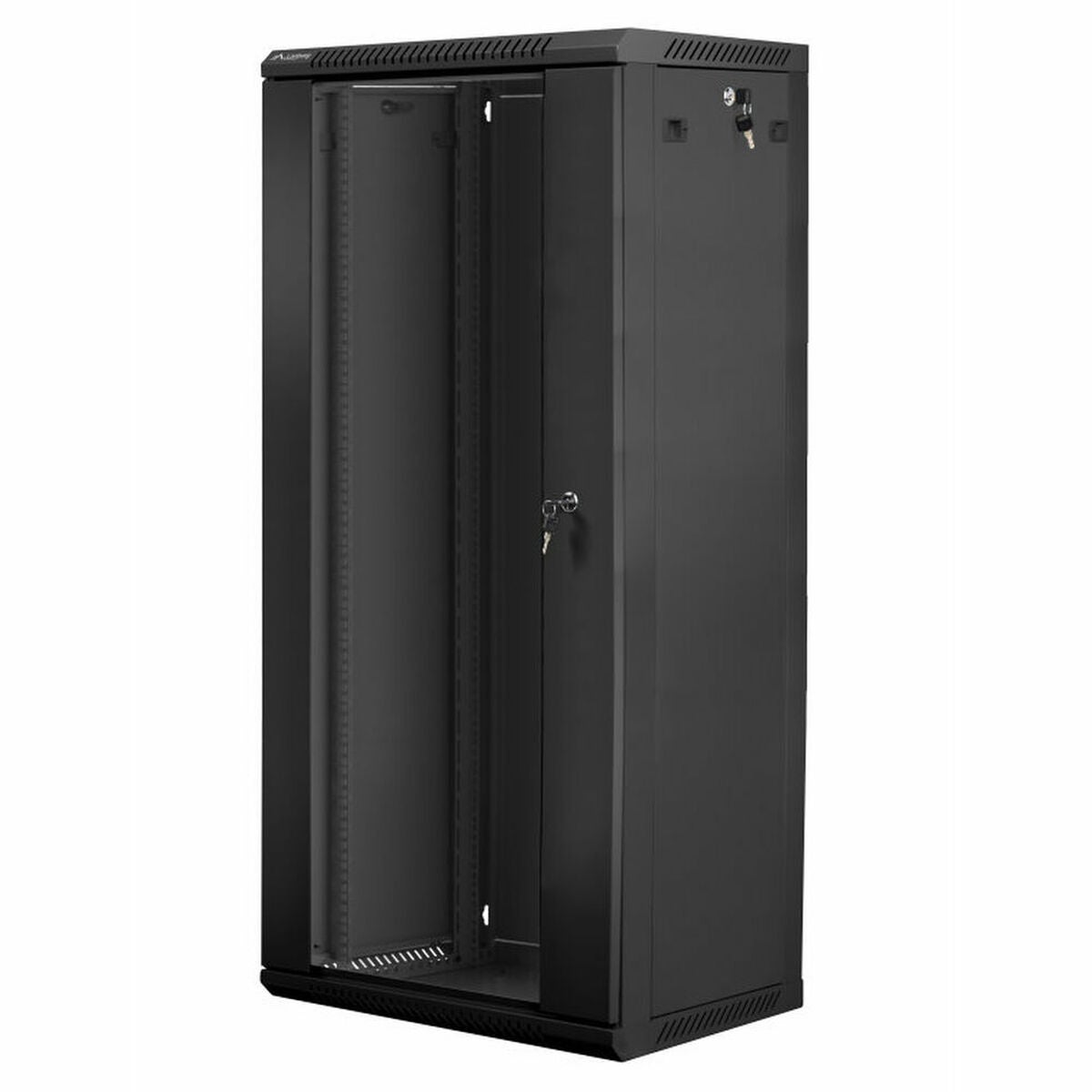 Szafa rack naścienna Lanberg WF01 27U stal szkło hartowane czarny