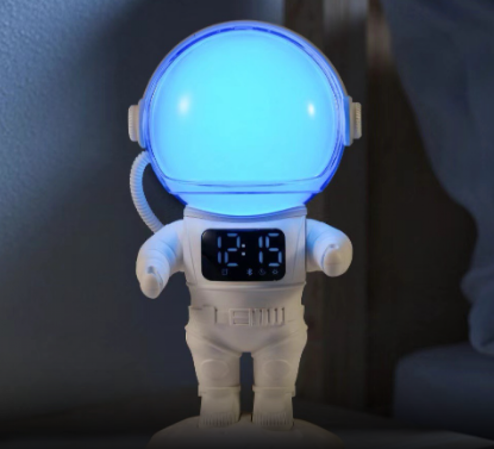 Budzik dla dzieci, lampka budzik z funkcją drzemki, 9 kojących dźwięków i timer, budzik świetlny z głośnikiem Bluetooth, wielokolorowa lampka nocna