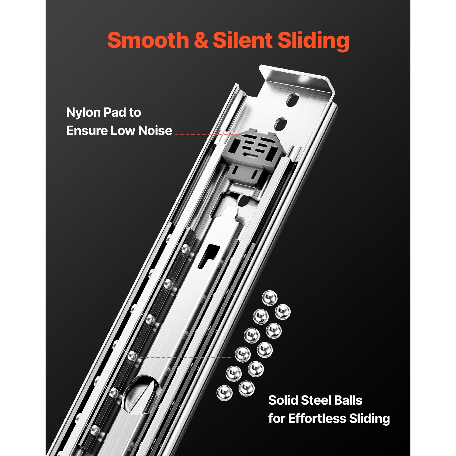 Glissières tiroir à extension complète,SucceBuy capacité charge de 500 lb,roulement à billes avec verrouillage,rail coulissant latéral,18 à 60 po - 6