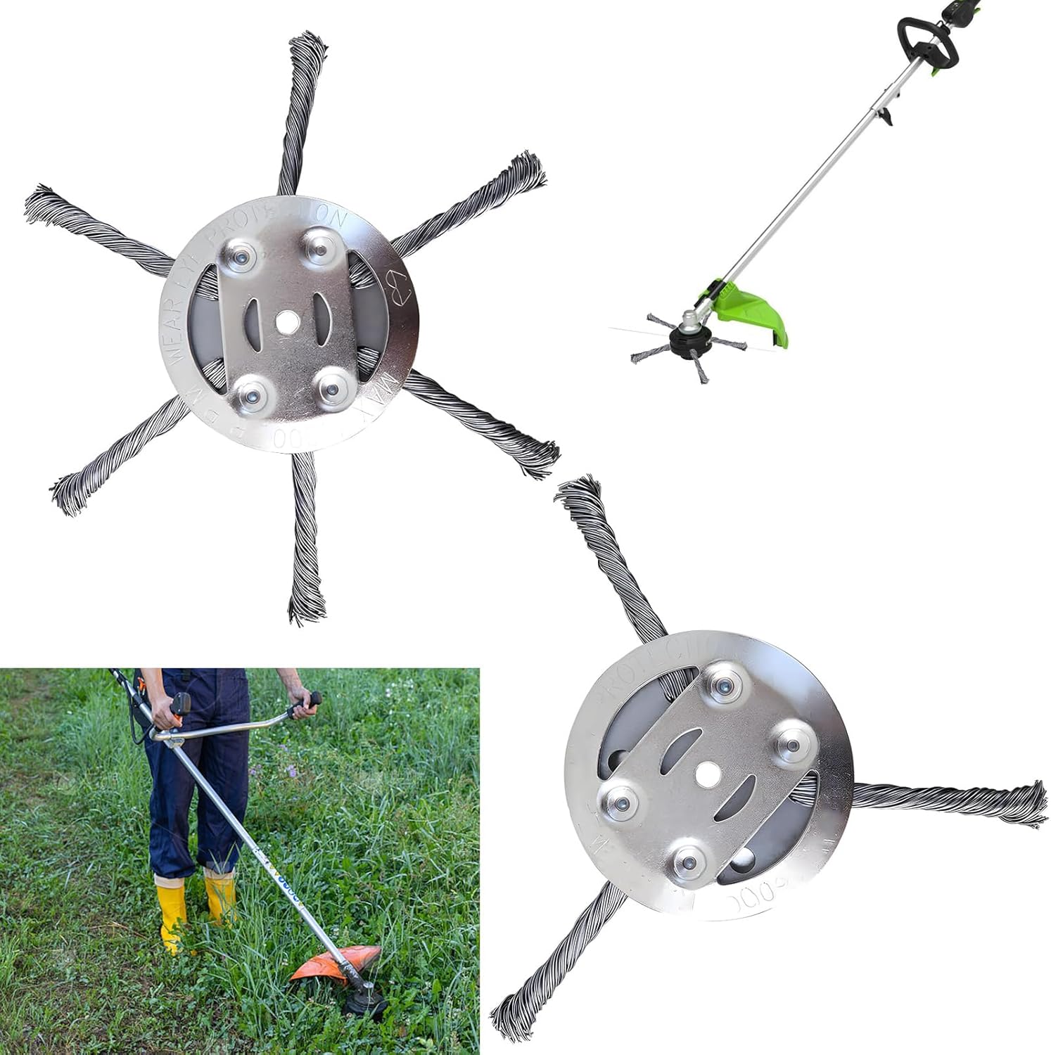 2 Cepillos Para Desbrozadora - Repuestos De 200 Mm Y 150 Mm, Apertura 25.4 Mm, Para Malezas Y Musgo