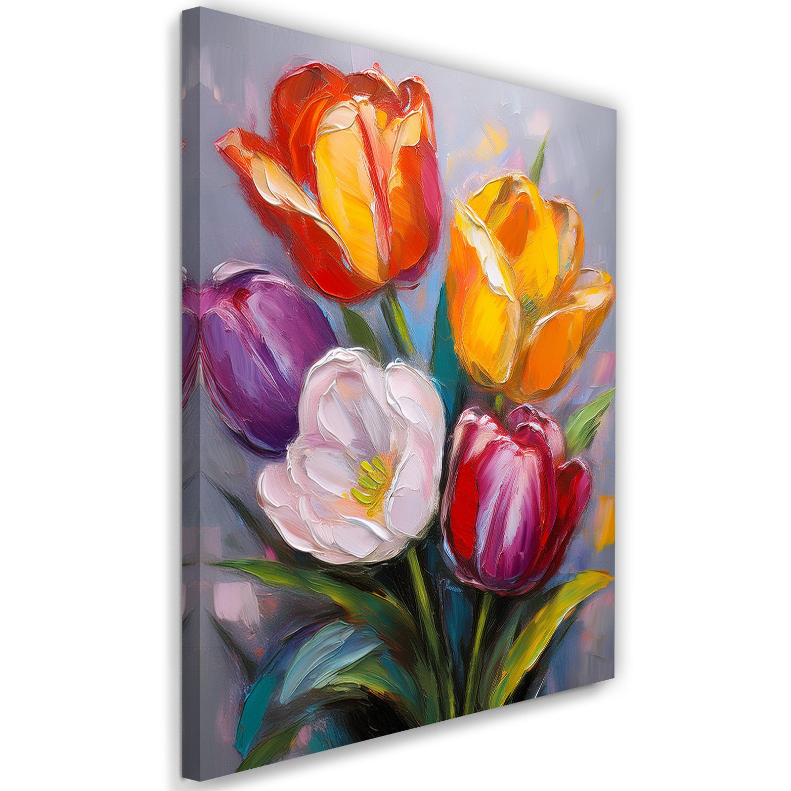 Obraz na płótnie, Tulipany malowane Kolorowe kwiaty 3D 40x60