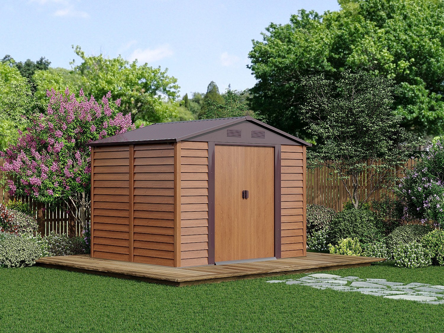 Altana ogrodowa z ocynkowanej stali z efektem drewna - 6,62 m² - ARSEGO