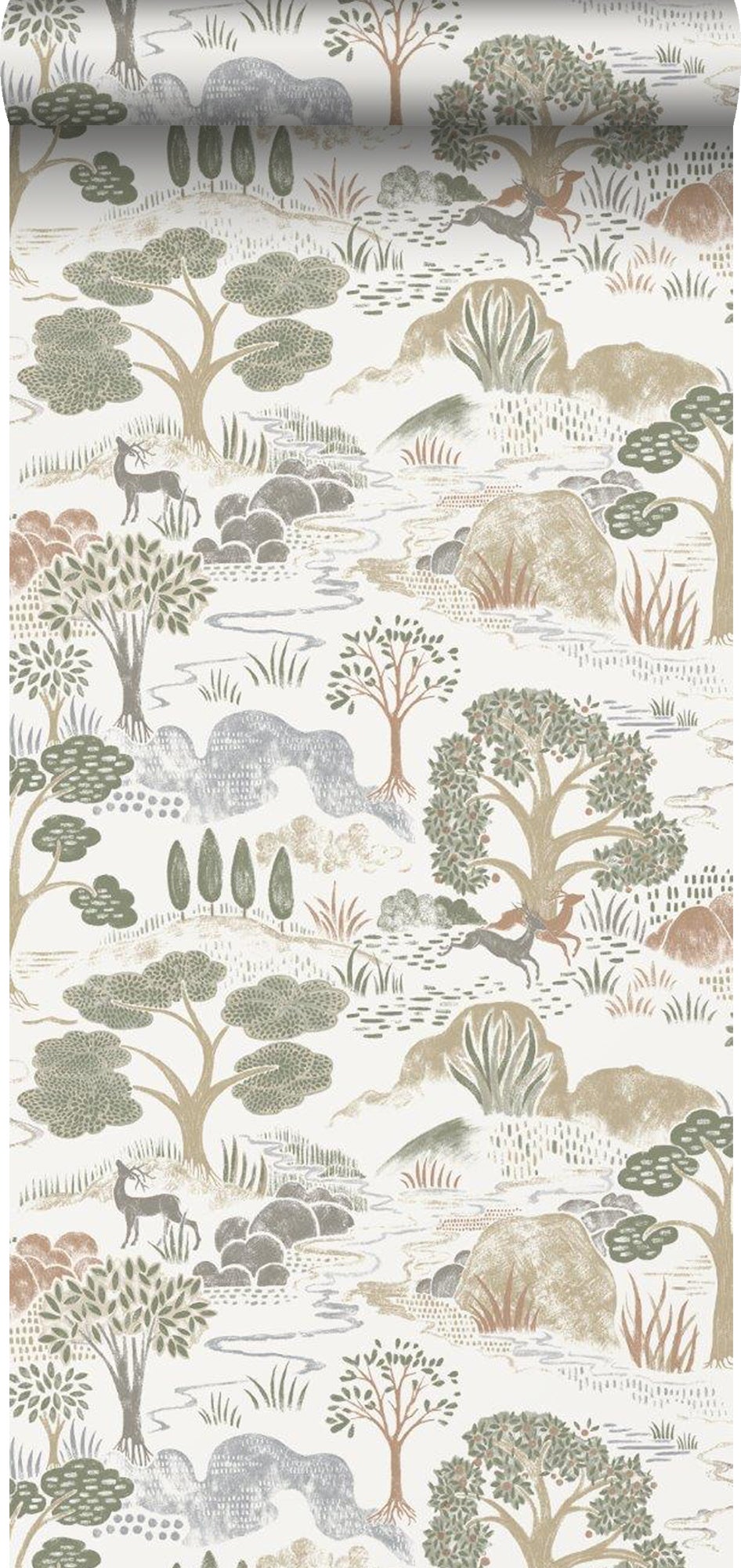 Papel pintado paisaje boscoso verde - 53 cm x 10.05 m - borastapeter