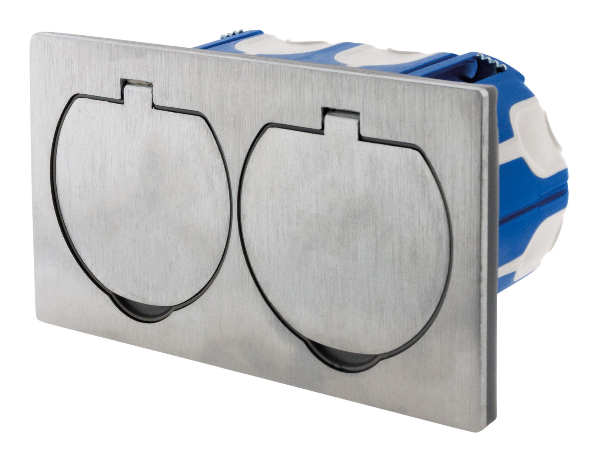 Zenitech - Presa da pavimento 16A 2P+T - finitura alluminio spazzolato - IP55 - doppia - 4