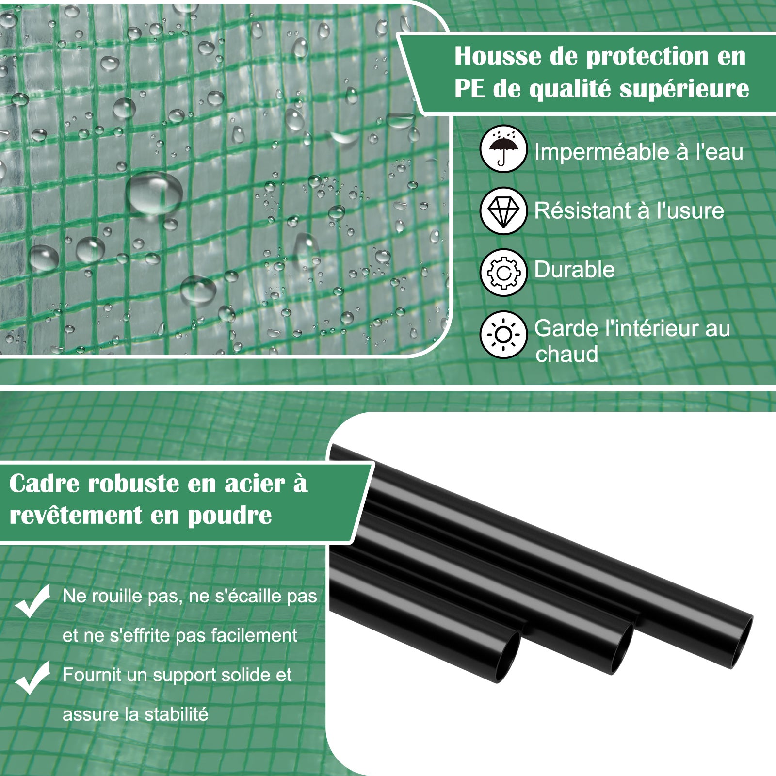 Serra da Giardino da Parete, Serra da Esterno per Orto e Piante con Copertura in PE Resistente alle Intemperie, Porte a Cerniera Avvolgibili, - 8