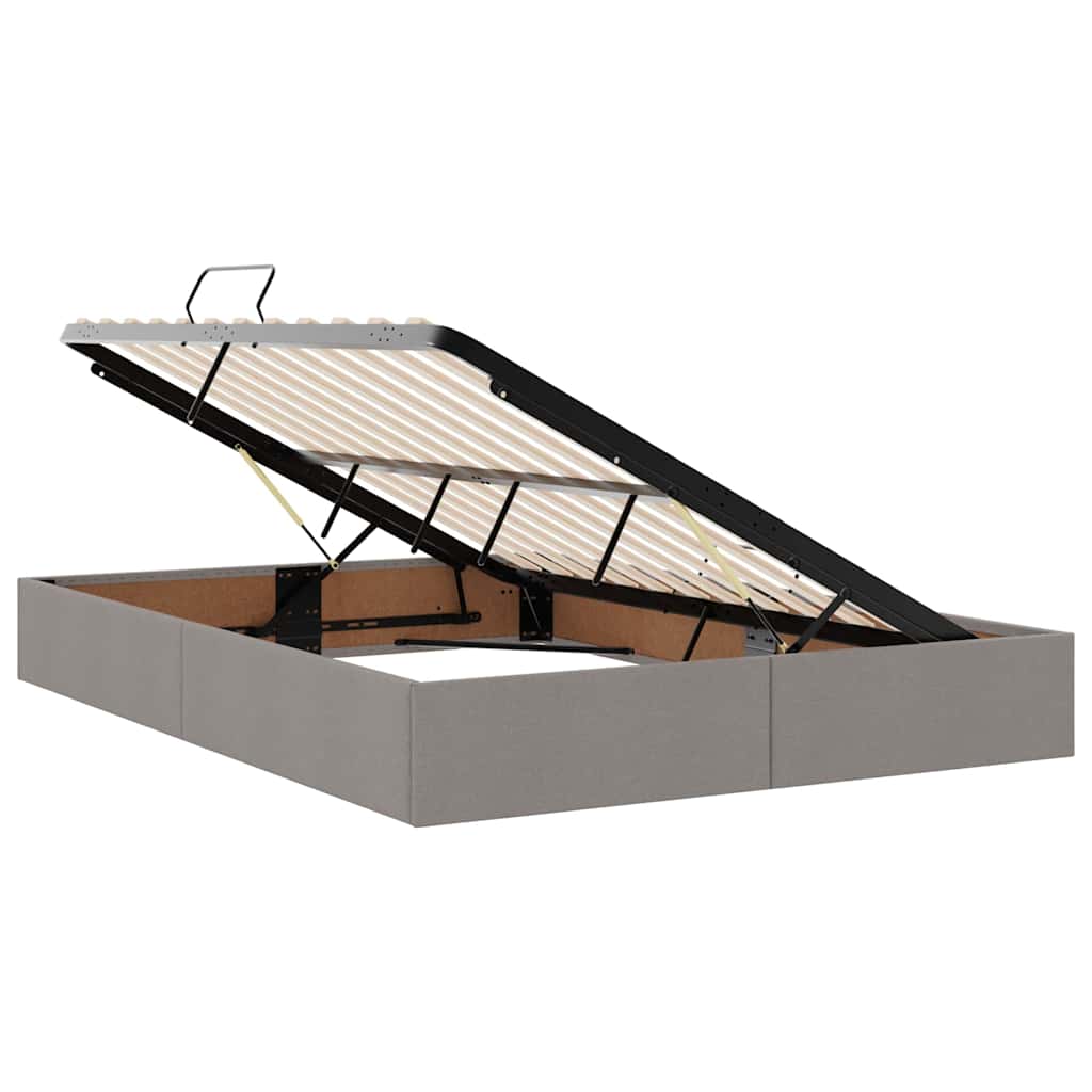 Lit avec rangement et matelas taupe 140 x 200 cm velours - 6