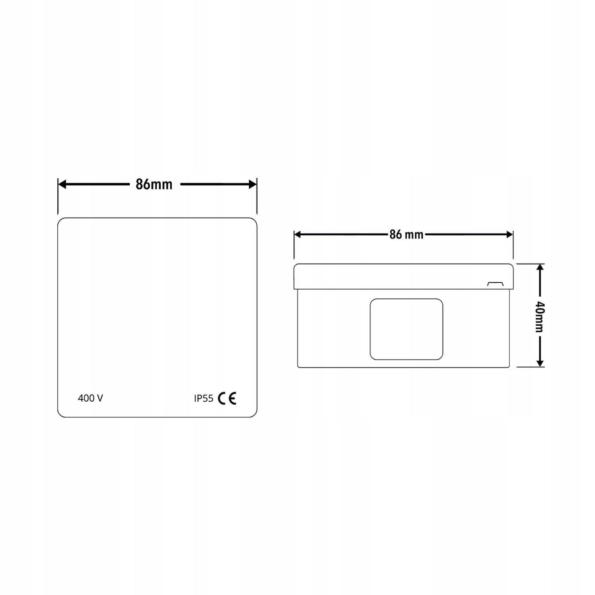 Puszka natynkowa hermetyczna 86x86x40mm 4-wlotowa, z dławikami gumowymi, IP55 zamknięcie 