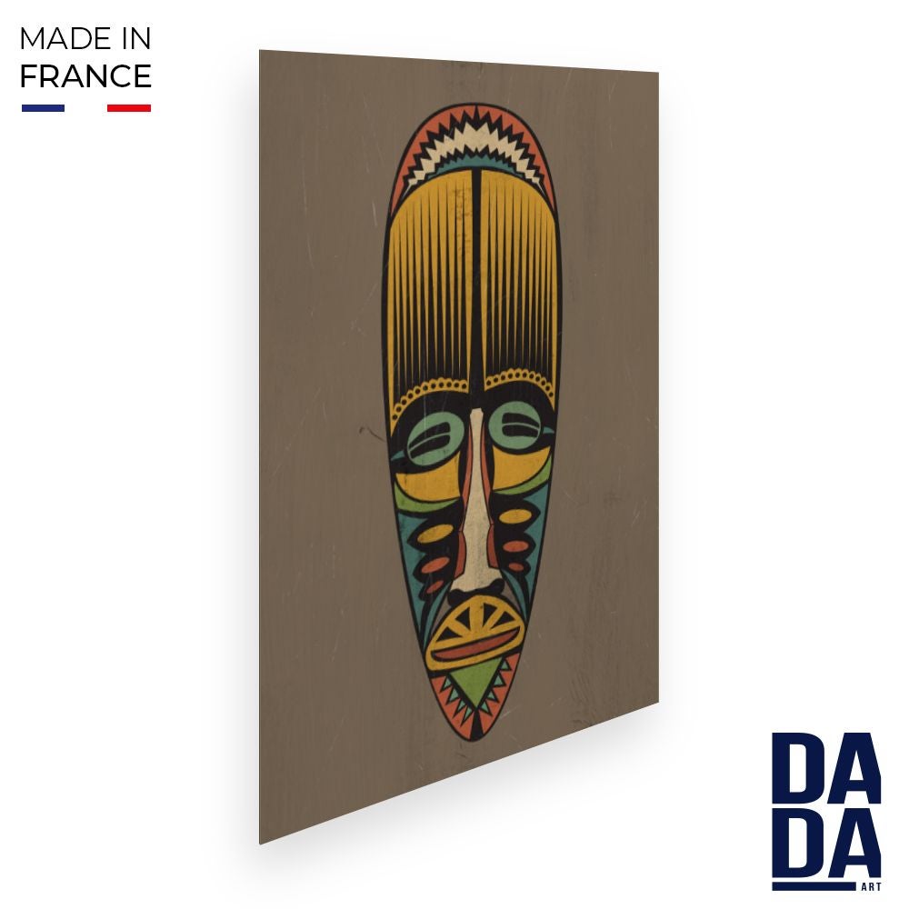 Masque Africain Tribal Goli Mural Coloré - Art Décoratif Vintage, Bois Sculpté Main, Burkina Faso 1945