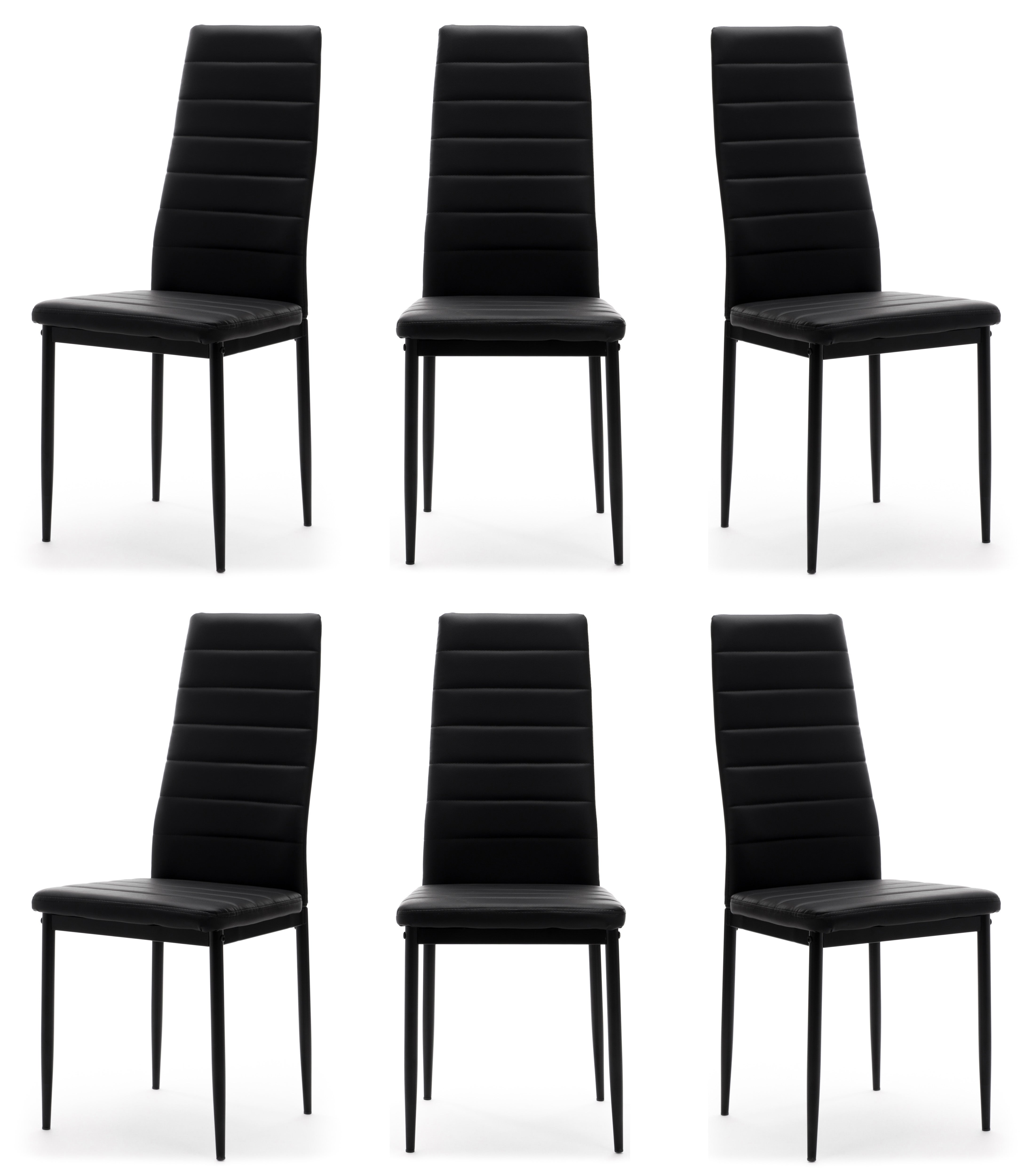 Zestaw 6 krzeseł FADO tapicerowane ekoskóra czarne