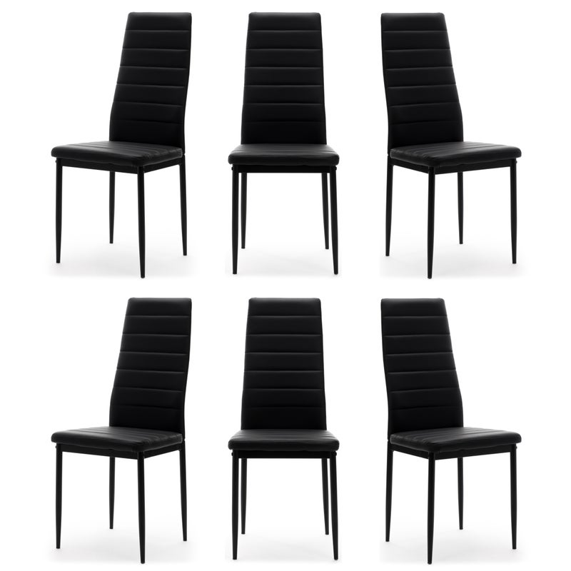 Zestaw 6 krzeseł FADO tapicerowane ekoskóra czarne