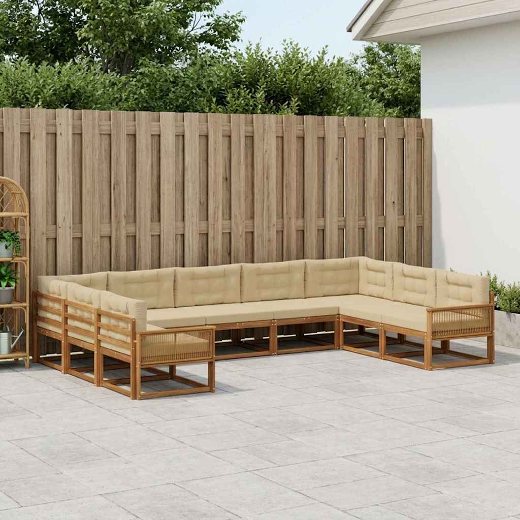 Ensemble de canapés d'extérieur 9 pcs Naturel et Beige - 4