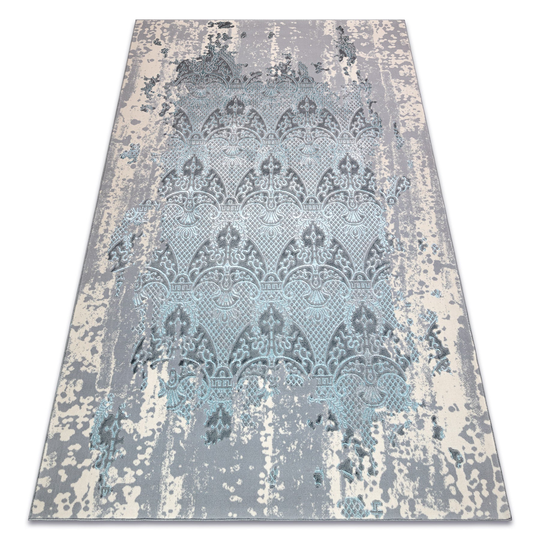 Dywan CORE W3824 Ornament Vintage - Strukturalny, dwa poziomy runa, jasnoniebieski / krem / szary 120x170 cm