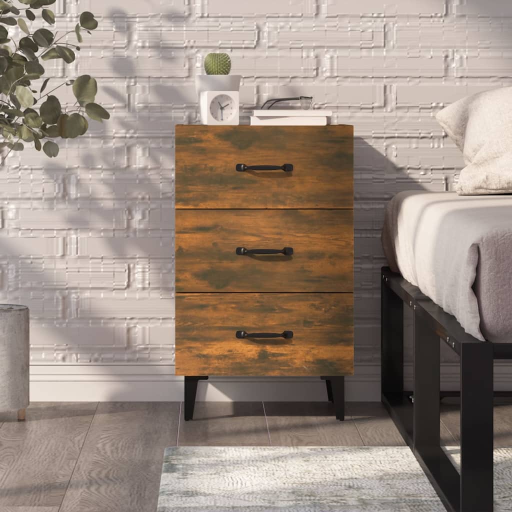 vidaXL Table de chevet chêne fumé 40x40x66 cm bois d'ingénierie - 7