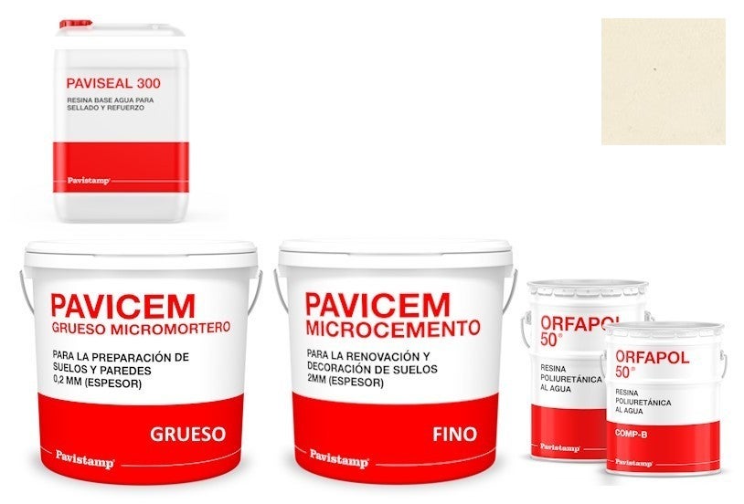 Kit microcemento 8 m2 monocomponente para paredes y suelos de cerámica o mortero - poliuretano satinado-crema